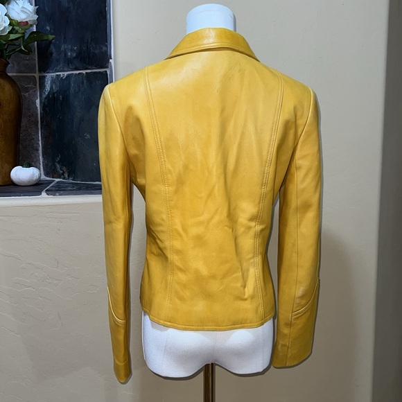 Parfait Leather Italy Yellow Leather Jacket Size Medium - Picture 6 of 16